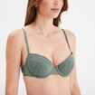 Soutien-gorge push up micro dentelle vert kaki femme