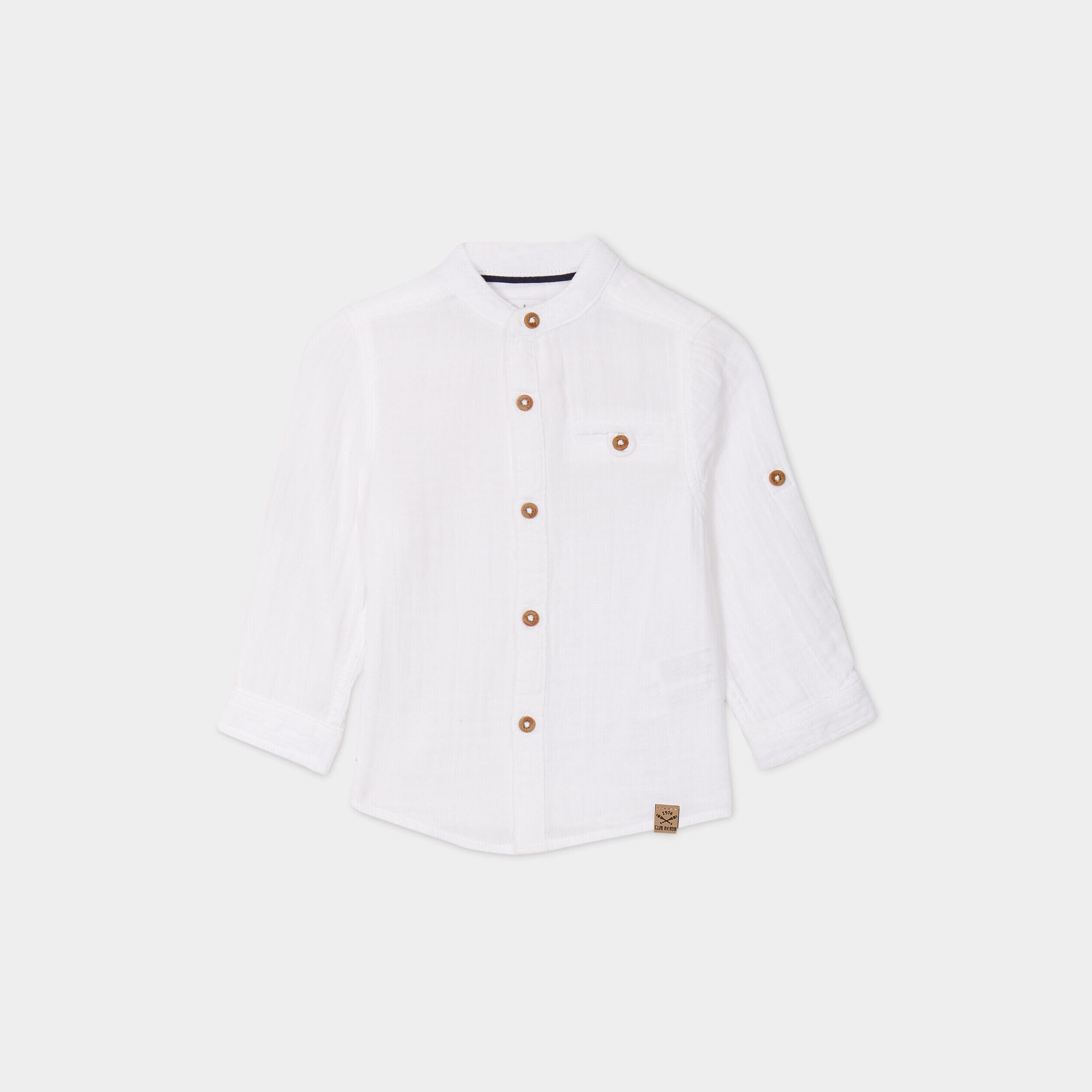 Chemise manches longues col mao coton blanc bébé garçon LH