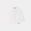 Chemise manches longues col mao coton blanc b&eacute;b&eacute; gar&ccedil;on
