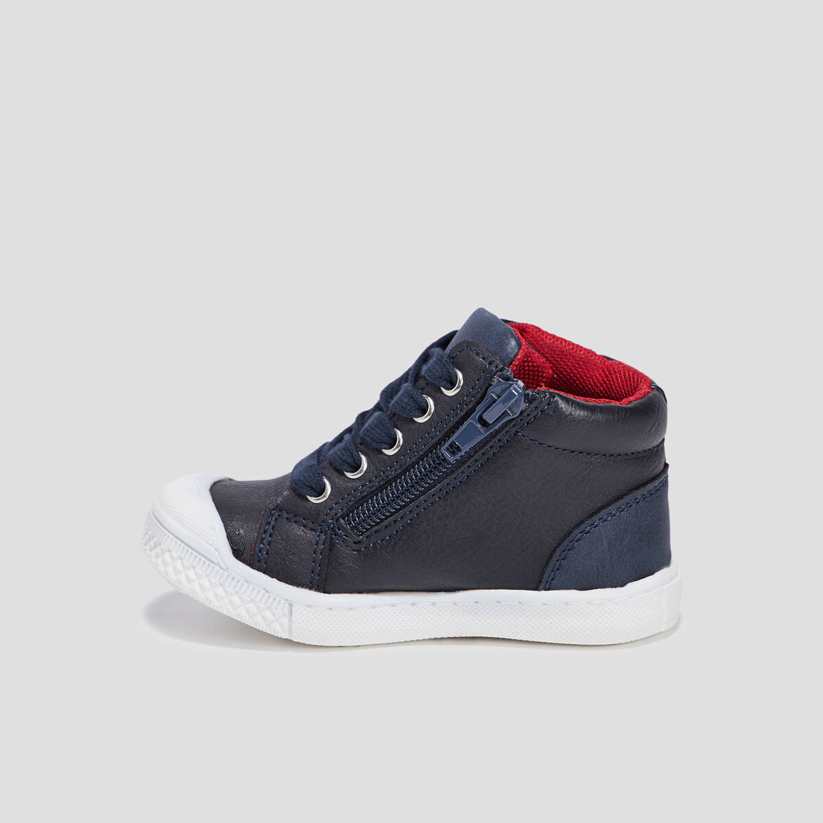 Baskets montantes zippées bleu marine bébé garçon