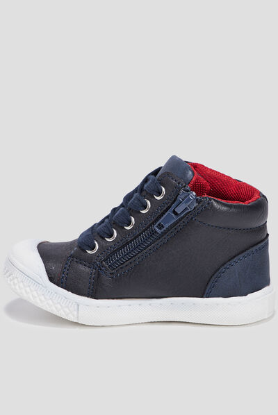 Baskets montantes zippées bleu marine bébé garçon