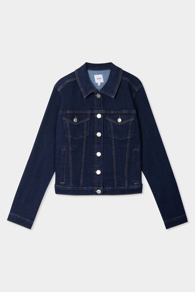 Veste en jean ajust&eacute;e boutonn&eacute;e denim brut femme
