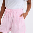 Short taille élastiquée coton rose clair femme