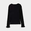 Pull côtelé ajusté manches longues noir fille