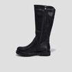 Bottes crantées zippées à bout rond noir fille