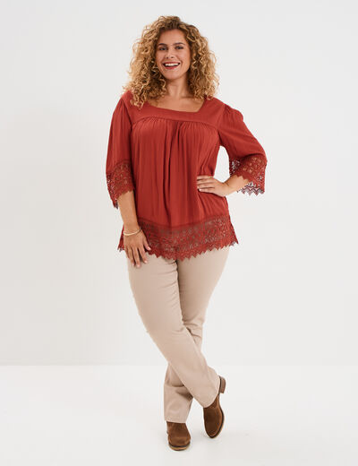 Blouse manches courtes vieux rose femme grande taille