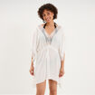 Robe de plage d&eacute;tails macram&eacute; ivoire femme
