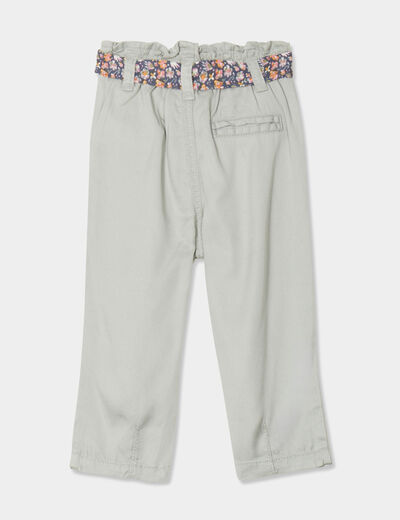 Pantalon droit ceinture foulard vert pastel bébé fille