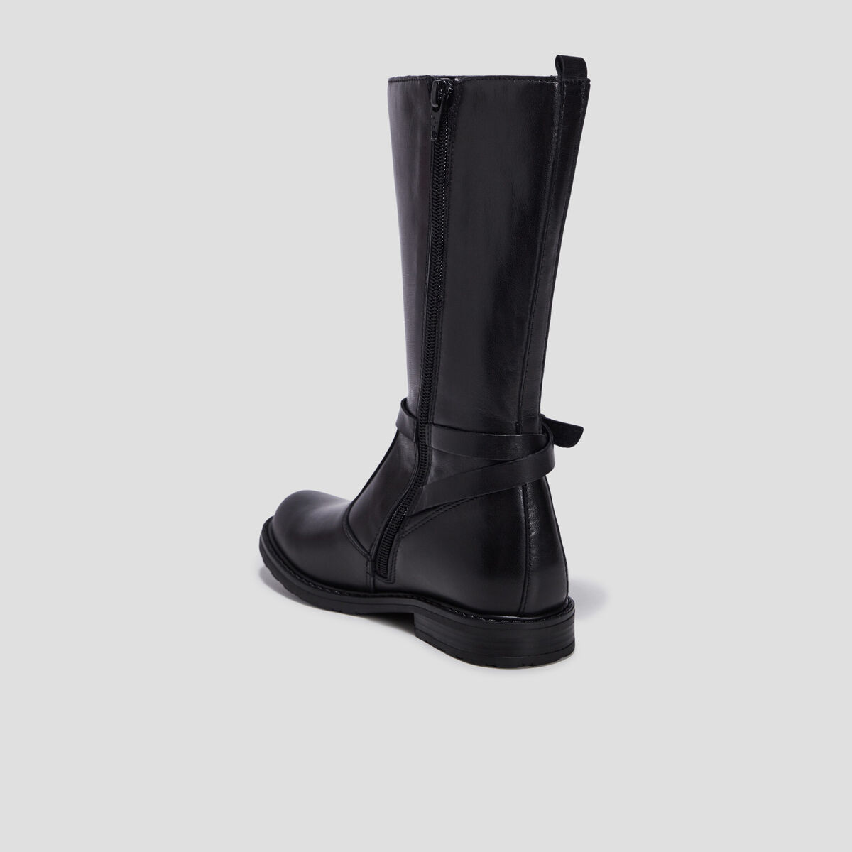 Bottes en cuir noir fille
