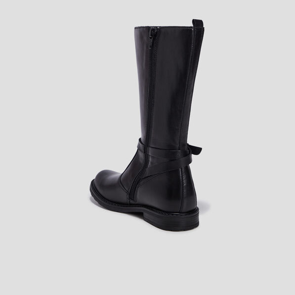 Bottes en cuir noir fille
