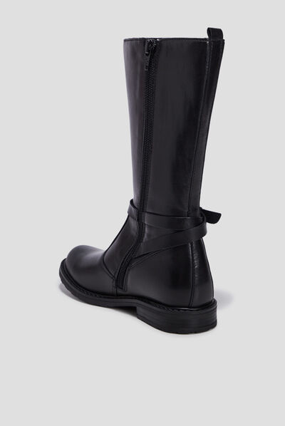 Bottes en cuir noir fille
