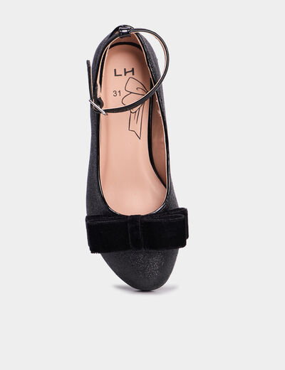 Babies à talons avec noeuds noir fille