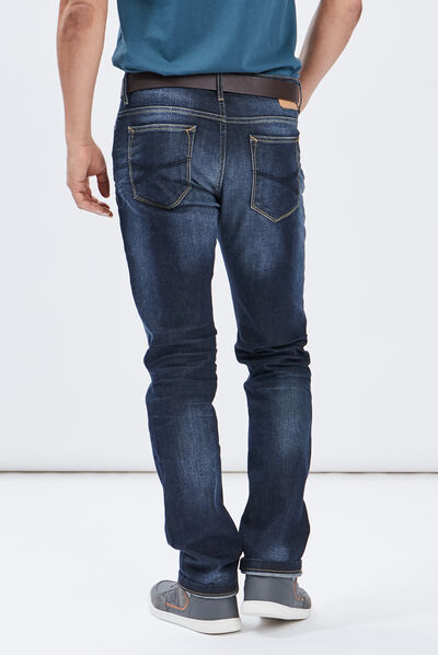 Jeans regular ceinturé denim stone homme