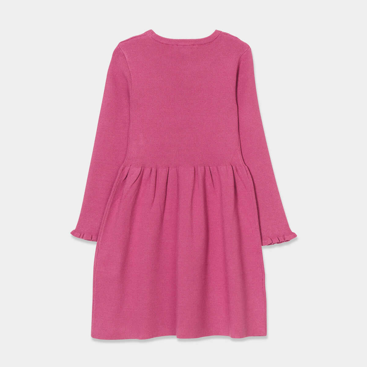 Robe tricot évasée manches longues prune fille