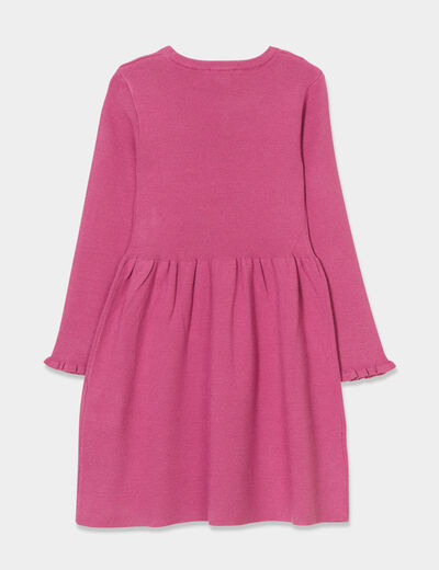 Robe tricot évasée manches longues prune fille