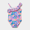 Maillot de bain une pi&egrave;ce asym&eacute;trique rose fluo fille