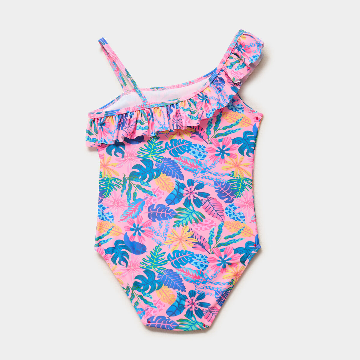 Maillot de bain une pi&egrave;ce asym&eacute;trique rose fluo fille