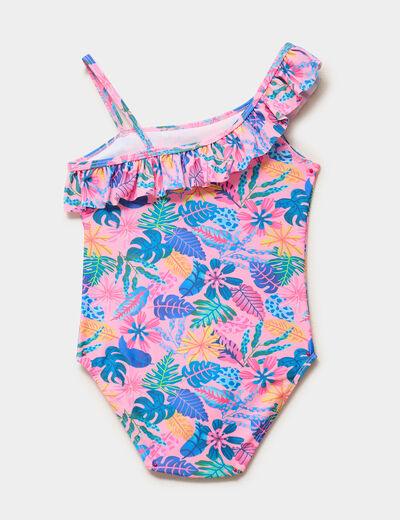 Maillot de bain une pi&egrave;ce asym&eacute;trique rose fluo fille