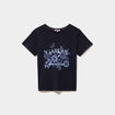 T-shirt ajust&eacute; manches courtes coton bleu marine femme