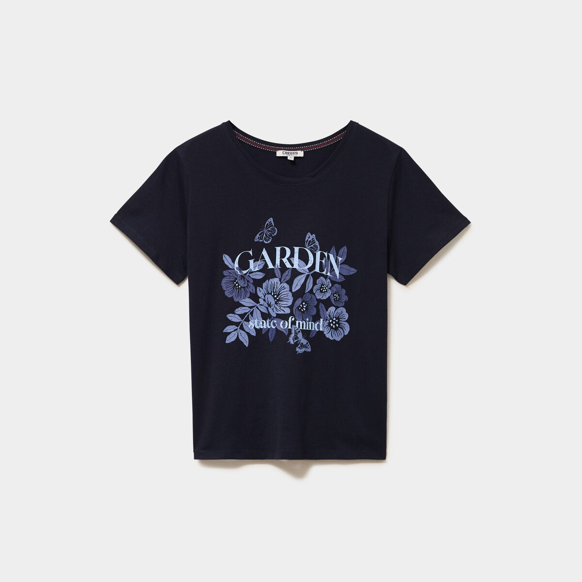 T-shirt ajust&eacute; manches courtes coton bleu marine femme