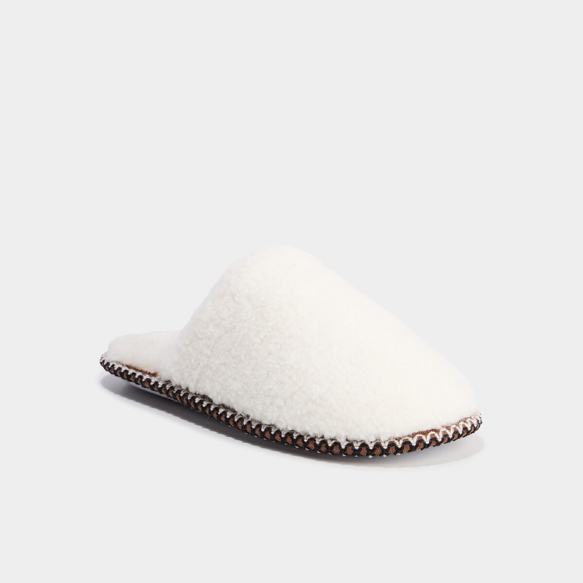 Chaussons mules effet polaire blanc femme
