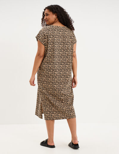 Robe courte droite manches courtes sable femme grande taille