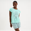 Ensemble pyjama avec t-shirt et short bleu turquoise femme