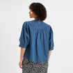 Blouse manches ballons en jean coton denim stone femme