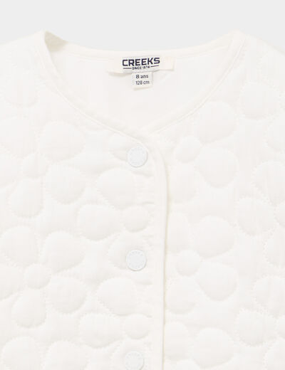 Veste droite matelass&eacute;e boutonn&eacute;e coton ivoire fille