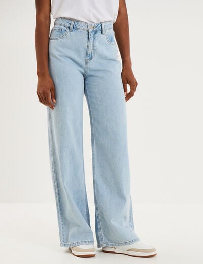 Jeans extra wide leg taille haute denim triple stone femme