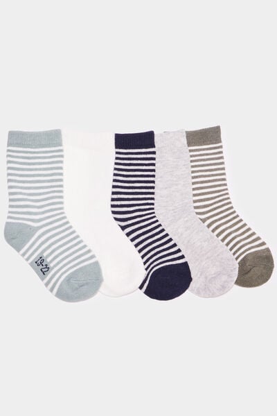 Lot 5 paires chaussettes coton multicolore b&eacute;b&eacute; gar&ccedil;on