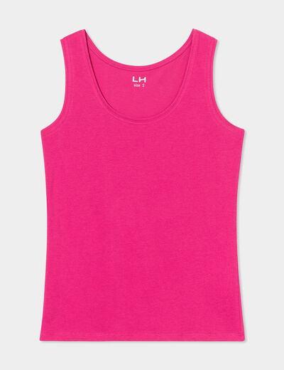 Débardeur bretelles larges coton rose fushia femme