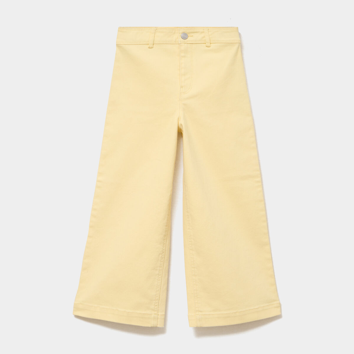 Pantalon large coton stretch jaune pastel fille