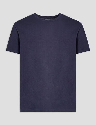 T-shirt droit en coton manches courtes bleu marine homme