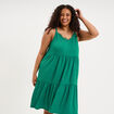 Robe bretelles &agrave; volants longueur genou vert canard femme grande taille