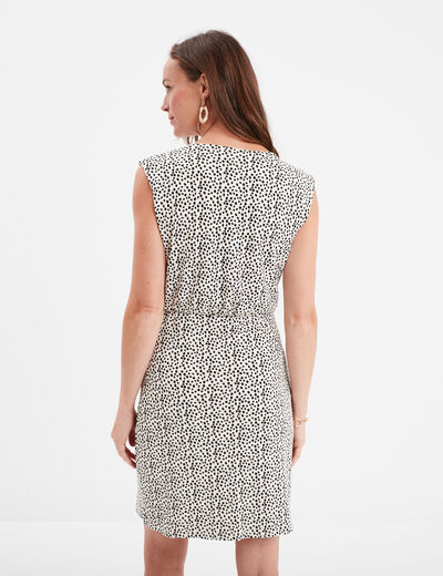Robe courte sans manches drapée beige femme