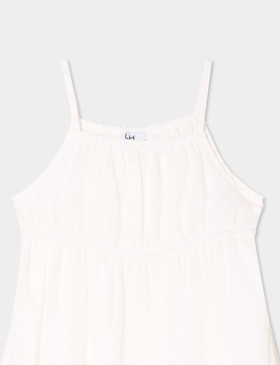 Robe plumetis bas asymétrique ivoire fille