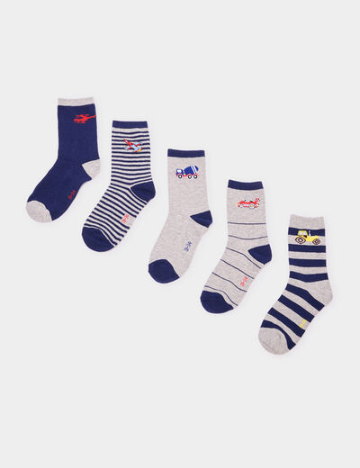Lot 5 paires chaussettes bleu marine garçon