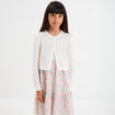 Gilet court manches longues coton ivoire fille