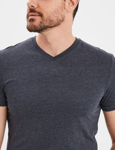 T-shirt droit col V bleu homme