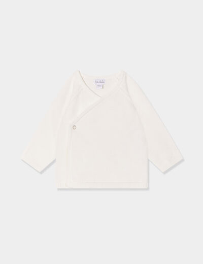 Gilet coton col cache-coeur blanc bébé garçon
