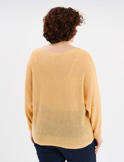 Pull manches longues col rond jaune clair femme grande taille