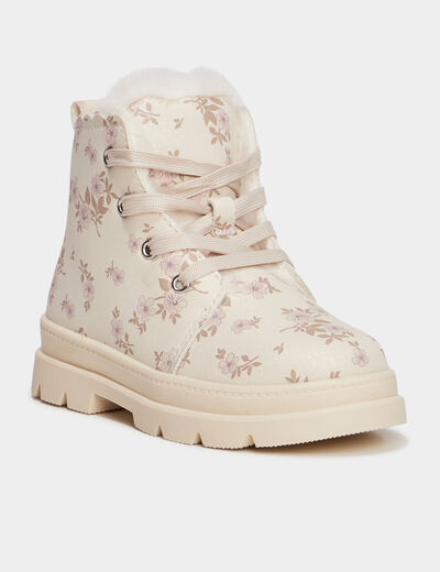 Bottines fourrées à paillettes creme fille
