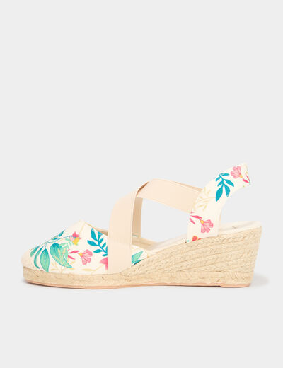 Sandales espadrilles compens&eacute;es en toile multicolore femme