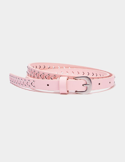 Ceinture perforée à clous rose clair mixte