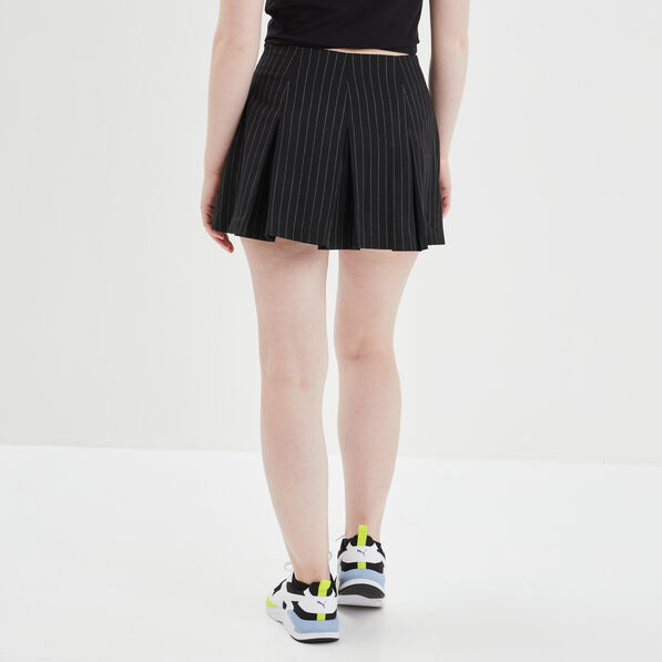 jupe short courte droite plissee noir femme Jupe-short courte droite plissée noir femme