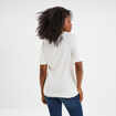Pull manches courtes col rond blanc femme