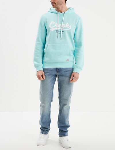 Sweat à capuche hoodie Creeks bleu turquoise homme