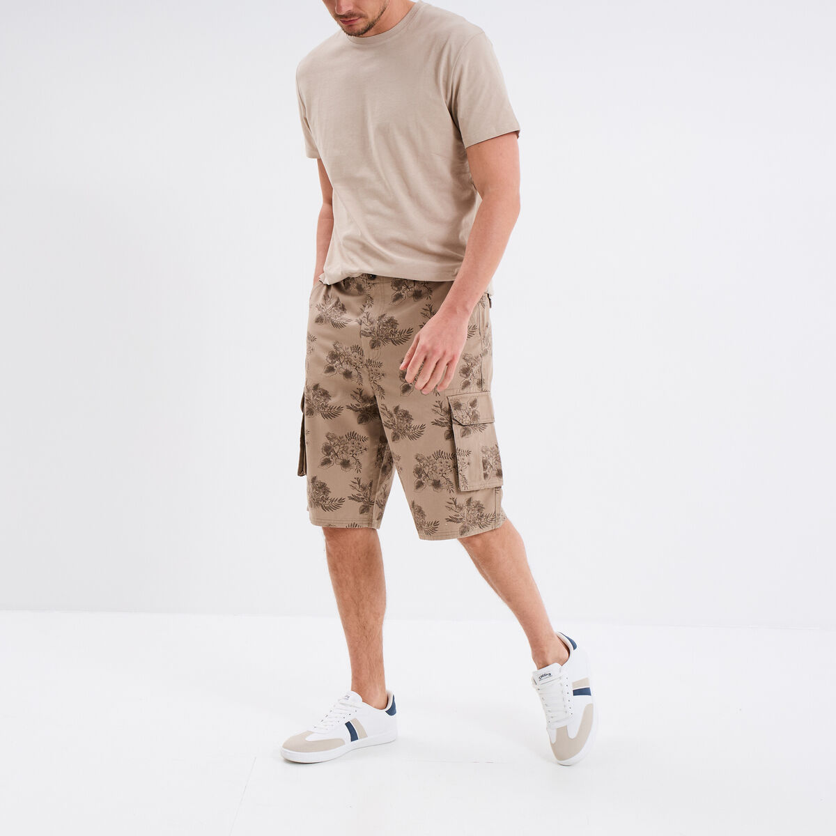Bermuda cargo coton taupe homme