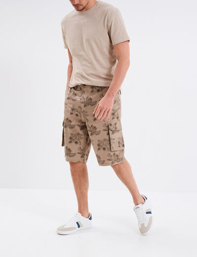 Bermuda cargo coton taupe homme